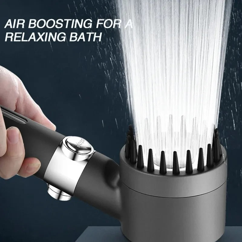 Adjustable High-pressure Shower Head – a powerful, customizable shower head with three modes (Rainfall, Massage, Jetting) for a spa-like experience. Features a water-saving filter, stop button, and easy installation for enhanced shower performance.
