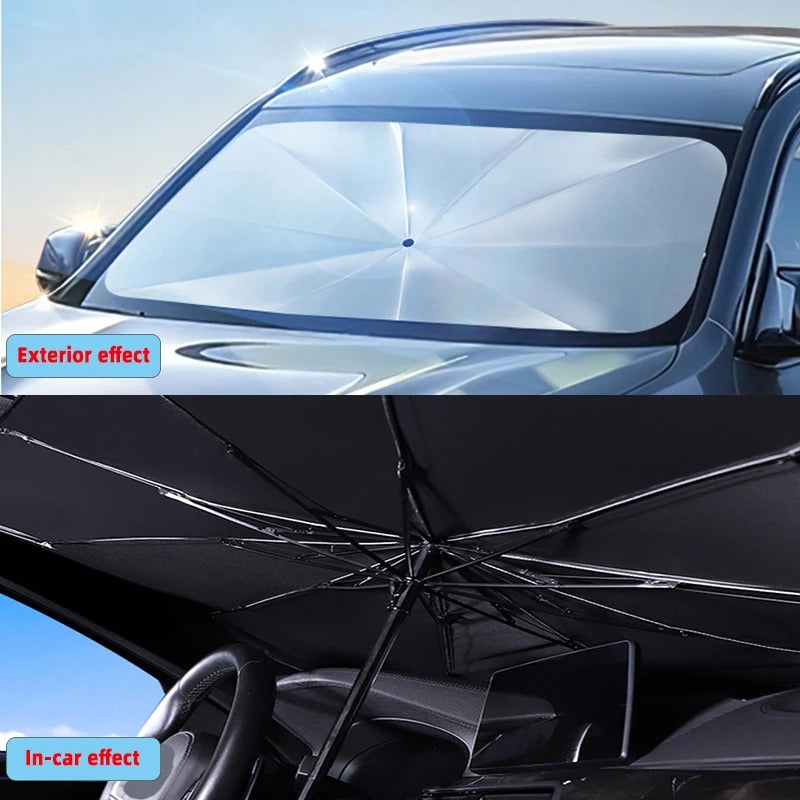 Car Umbrella XT β a high-quality car umbrella sun shade cover designed for UV and heat protection. Blocks up to 99% of harmful UV rays, reduces interior temperatures, and features a compact, foldable design for easy storage. Perfect for windshield coverage and sun damage prevention.