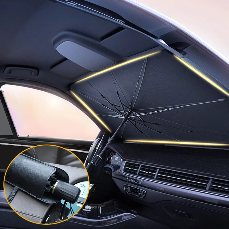 Car Umbrella XT β a high-quality car umbrella sun shade cover designed for UV and heat protection. Blocks up to 99% of harmful UV rays, reduces interior temperatures, and features a compact, foldable design for easy storage. Perfect for windshield coverage and sun damage prevention.