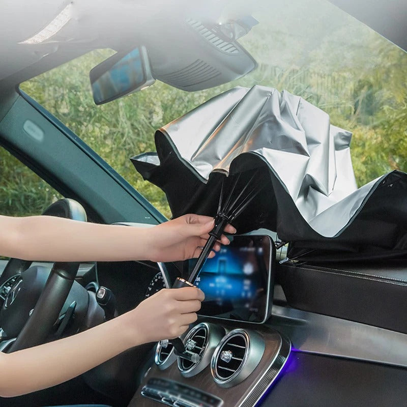 Car Umbrella XT β a high-quality car umbrella sun shade cover designed for UV and heat protection. Blocks up to 99% of harmful UV rays, reduces interior temperatures, and features a compact, foldable design for easy storage. Perfect for windshield coverage and sun damage prevention.