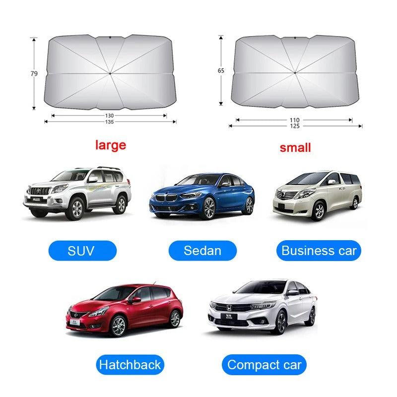 Car Umbrella XT β a high-quality car umbrella sun shade cover designed for UV and heat protection. Blocks up to 99% of harmful UV rays, reduces interior temperatures, and features a compact, foldable design for easy storage. Perfect for windshield coverage and sun damage prevention.
