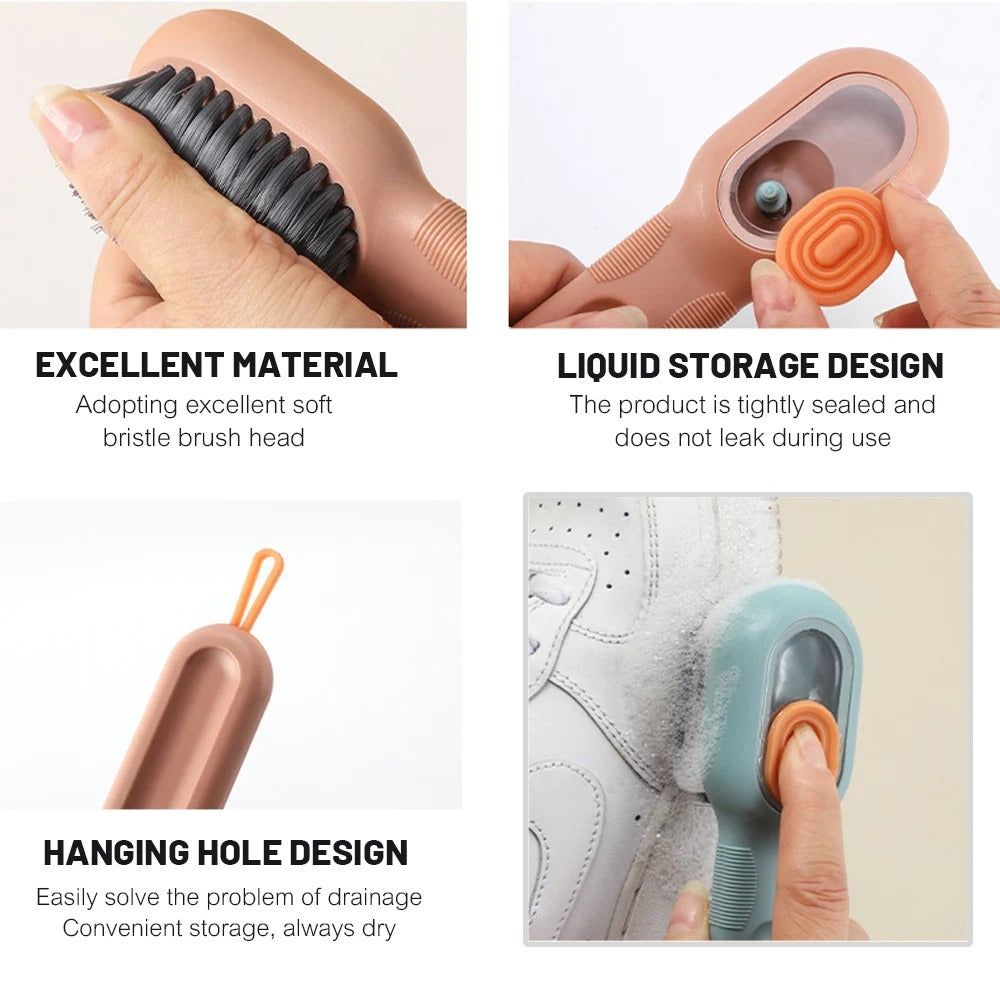 Direct Detergent Discharge Cleaning Brush β a dish cleaning brush with a built-in soap dispenser for effortless cleaning. Soft bristles gently remove dirt from dishes, fabrics, and surfaces. Ergonomic grip and detachable brush head for easy use and maintenance.
