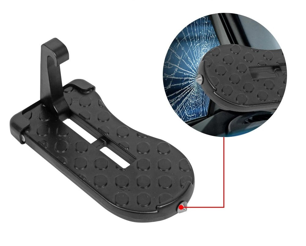Foldable Door Stepper with Safety Hammer β a durable, non-slip foldable stair stepper designed for easy access to roof racks and car maintenance. Fits most vehicles, supports up to 200 lbs, and features a built-in safety hammer for emergency use. Compact and easy to store.