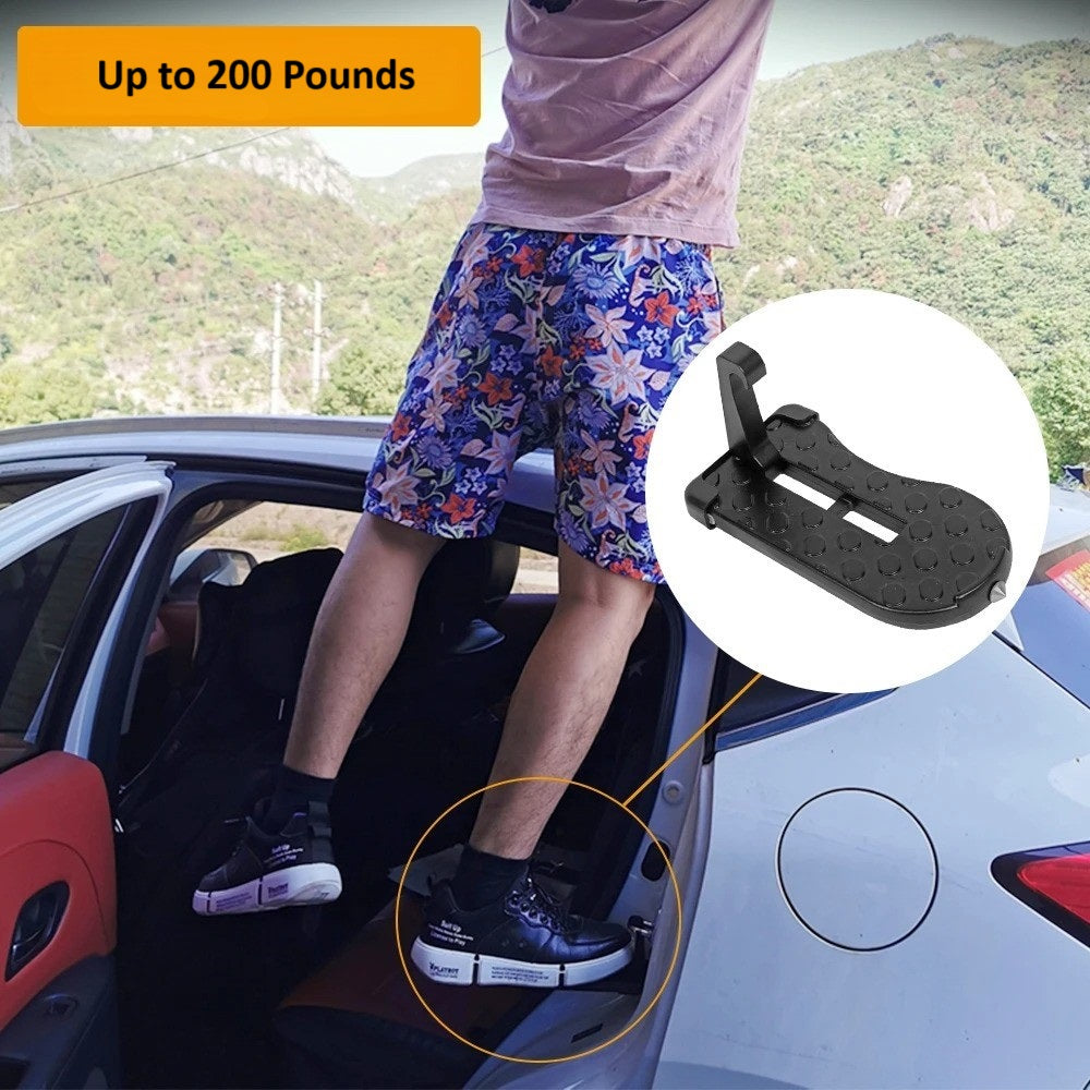 Foldable Door Stepper with Safety Hammer β a durable, non-slip foldable stair stepper designed for easy access to roof racks and car maintenance. Fits most vehicles, supports up to 200 lbs, and features a built-in safety hammer for emergency use. Compact and easy to store.