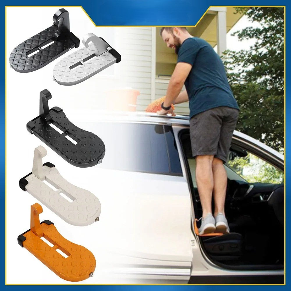 Foldable Door Stepper with Safety Hammer β a durable, non-slip foldable stair stepper designed for easy access to roof racks and car maintenance. Fits most vehicles, supports up to 200 lbs, and features a built-in safety hammer for emergency use. Compact and easy to store.
