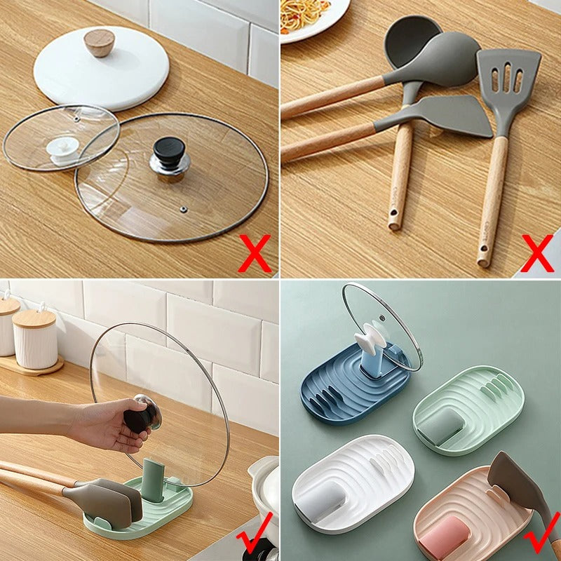 Foldable Lid Holder+ – a sleek, space-saving foldable pot lid holder designed to keep countertops clutter-free. Perfect for holding pot lids, spatulas, and ladles, with a stylish Nordic-inspired design and compact, foldable structure for easy storage. Crafted from high-quality, water-resistant materials for effortless cleaning.