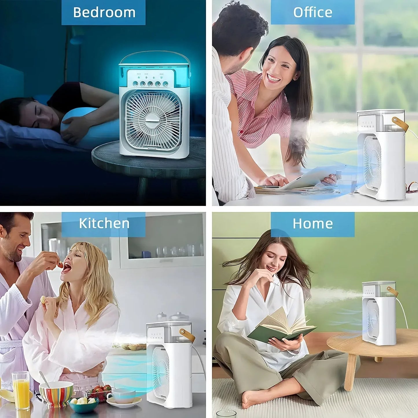 Portable Cooling Fan XT – a compact, lightweight portable cooling fan for room, office, or travel. Features XT Cooling Core technology for quiet, efficient airflow, USB power compatibility, adjustable fan speeds, and a built-in LED night light for added convenience.