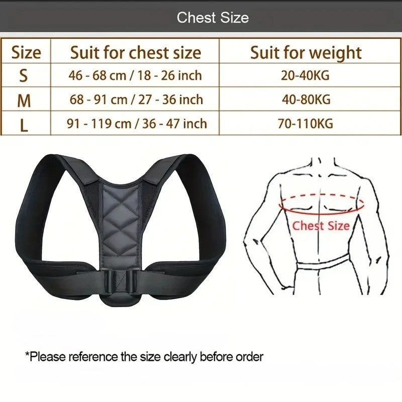  Adjustable Posture Corrector Belt – a unisex, breathable back support belt designed to improve posture and reduce muscle strain. Adjustable straps ensure a secure fit for waist and upper back support, ideal for daily wear and long hours of sitting or standing.