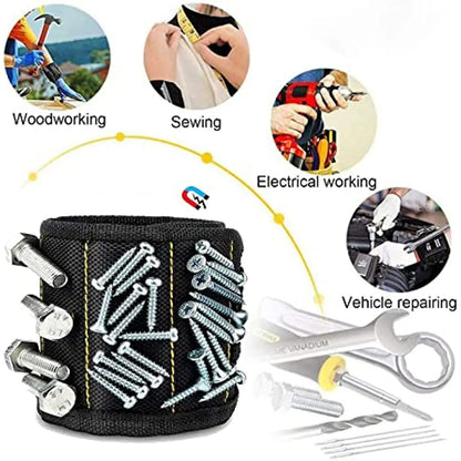 Magnetic Wristband Tool Holder – a durable, lightweight magnetic wrist tool holder with 15 powerful magnets to securely hold screws, nails, and drill bits. Designed for comfort with an adjustable Velcro strap, making it the best magnetic tool wristband for DIY, construction, and home repairs.