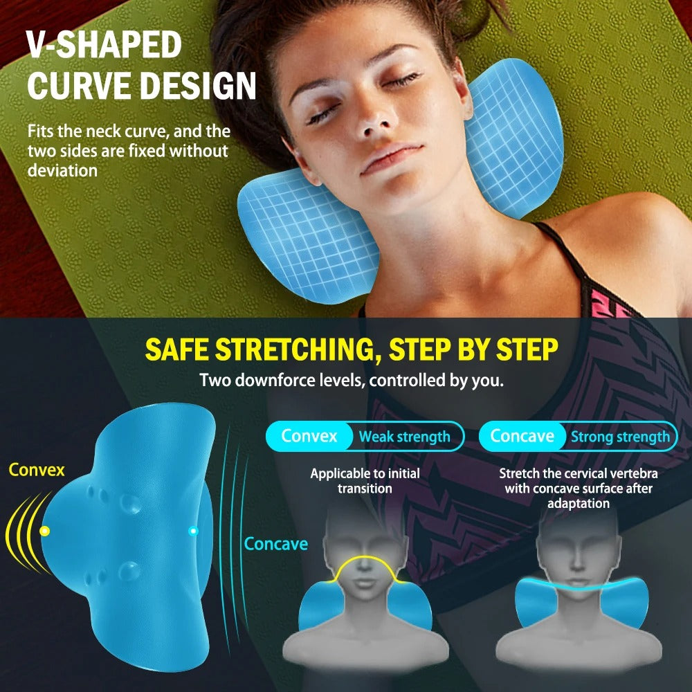  Neck and Shoulder Decompression Device – a contoured cervical neck decompression device designed to relieve tension, improve posture, and promote relaxation. Lightweight, portable, and made with soft, breathable fabric for comfort at home, office, or travel.