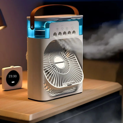 Portable Cooling Fan XT – a compact, lightweight portable cooling fan for room, office, or travel. Features XT Cooling Core technology for quiet, efficient airflow, USB power compatibility, adjustable fan speeds, and a built-in LED night light for added convenience.
