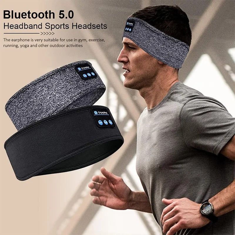 Sports Sleeping Bluetooth Headband – a wireless, breathable Bluetooth sports headband with built-in headphones for workouts, sleep, and travel. Provides up to 10 hours of music playback, doubles as a sleep mask, and ensures a secure, comfortable fit.