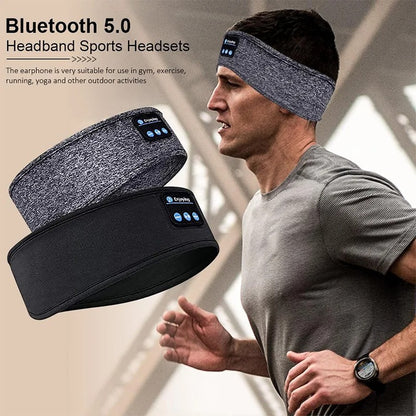 Sports Sleeping Bluetooth Headband – a wireless, breathable Bluetooth sports headband with built-in headphones for workouts, sleep, and travel. Provides up to 10 hours of music playback, doubles as a sleep mask, and ensures a secure, comfortable fit.
