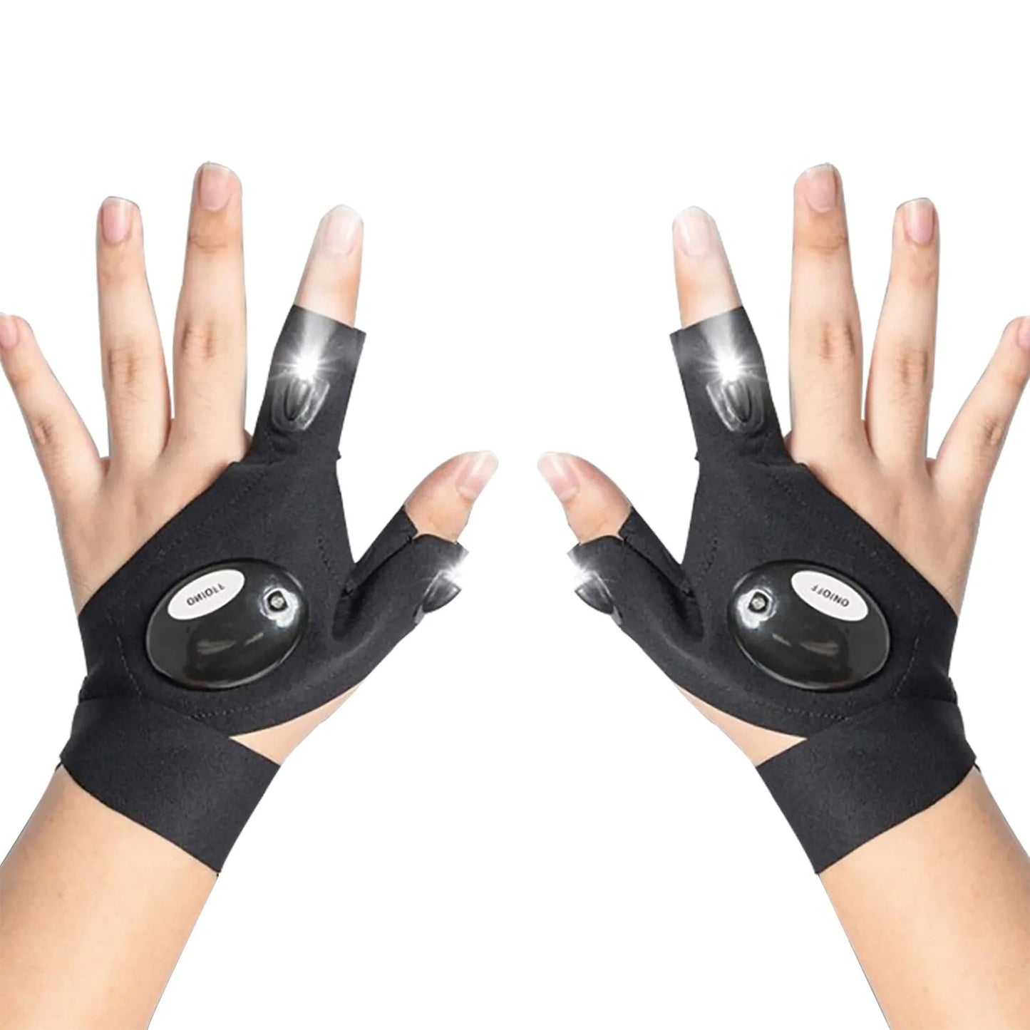  Waterproof Gloves with LED Flashlight – durable, moisture-resistant gloves with built-in LED lights on the index finger and thumb for hands-free illumination. Ideal for outdoor activities, night fishing, camping, and repairs. Adjustable wrist strap for a secure, comfortable fit.