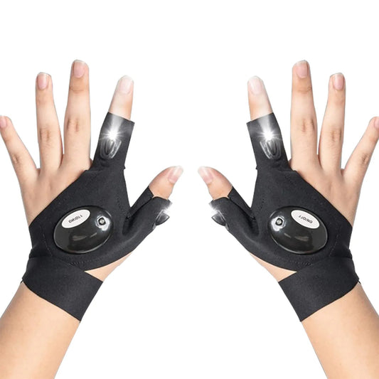  Waterproof Gloves with LED Flashlight – durable, moisture-resistant gloves with built-in LED lights on the index finger and thumb for hands-free illumination. Ideal for outdoor activities, night fishing, camping, and repairs. Adjustable wrist strap for a secure, comfortable fit.