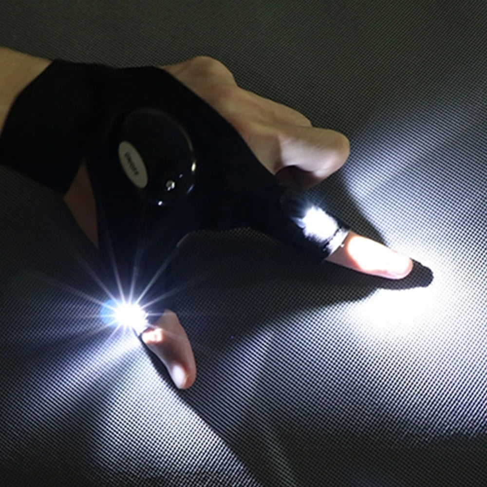  Waterproof Gloves with LED Flashlight – durable, moisture-resistant gloves with built-in LED lights on the index finger and thumb for hands-free illumination. Ideal for outdoor activities, night fishing, camping, and repairs. Adjustable wrist strap for a secure, comfortable fit.